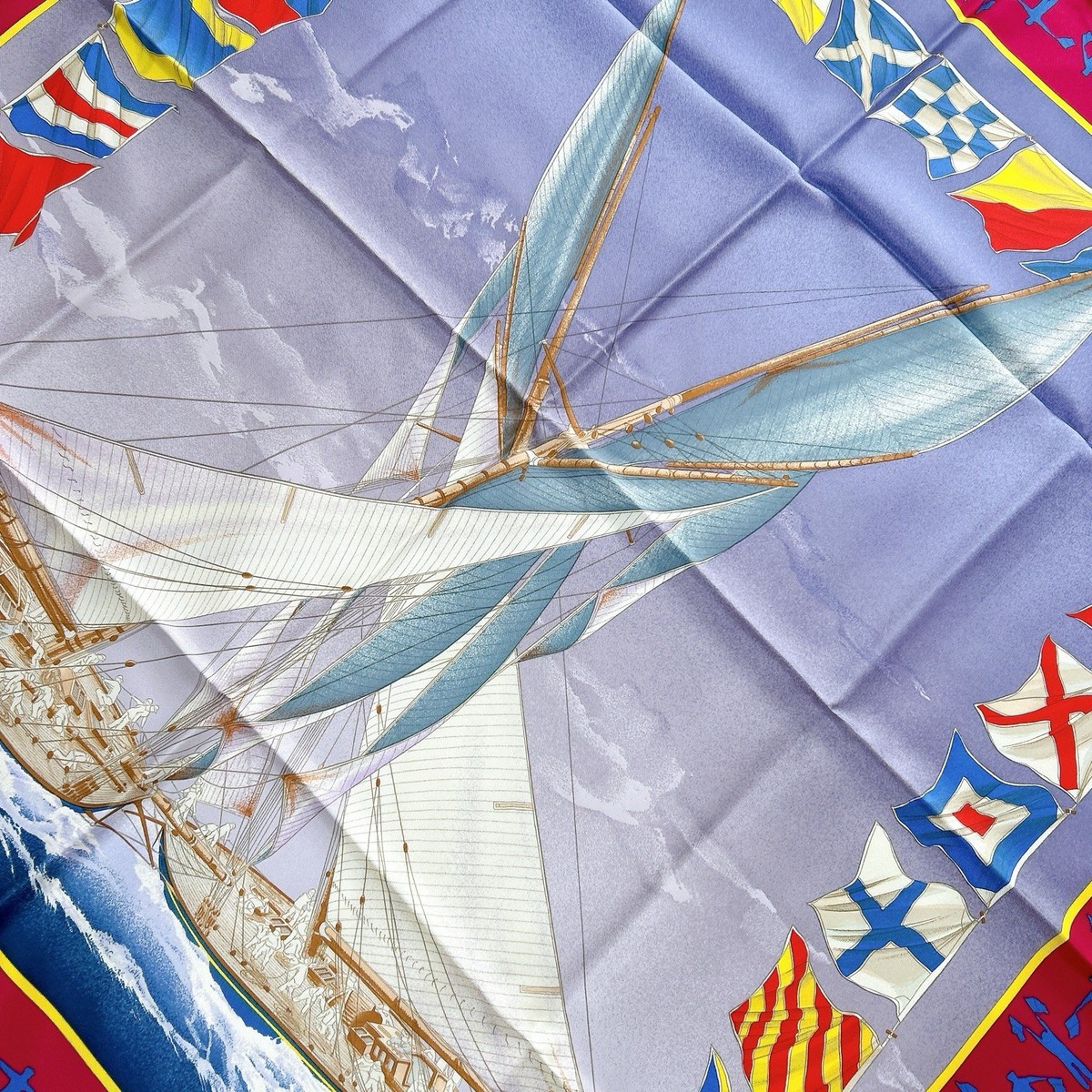 VTG HERMES Carre 90 Silk Scarf "En Course" by Yannick Manier 35" Purple Border View 6