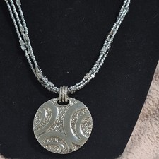 lia sophia Silver Tone Beaded Necklace Round ...