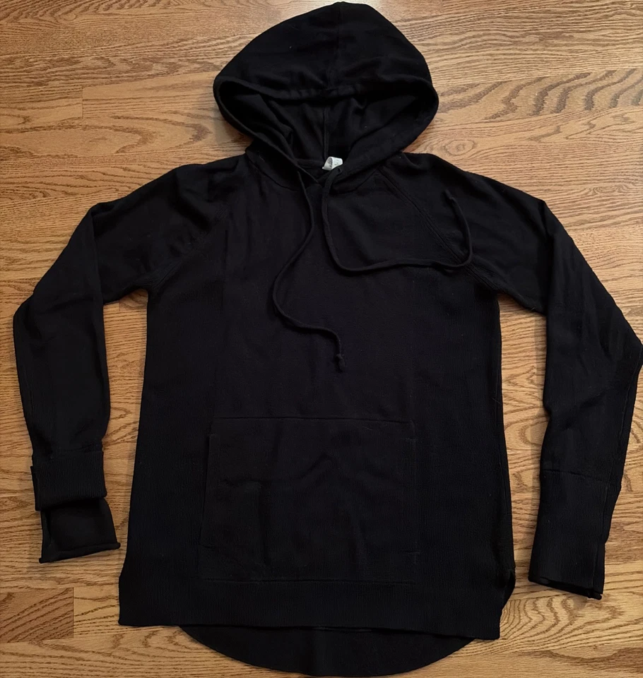 Suéter Pullover con Capucha Lululemon Mujer Negro Lana Merino Tejido Talla 8 Foto 2 de 4