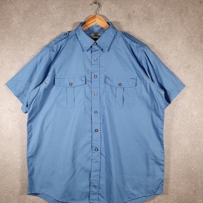 Vintage L.L.Bean Kurzarm Button Down Hemd Herren Large Blau