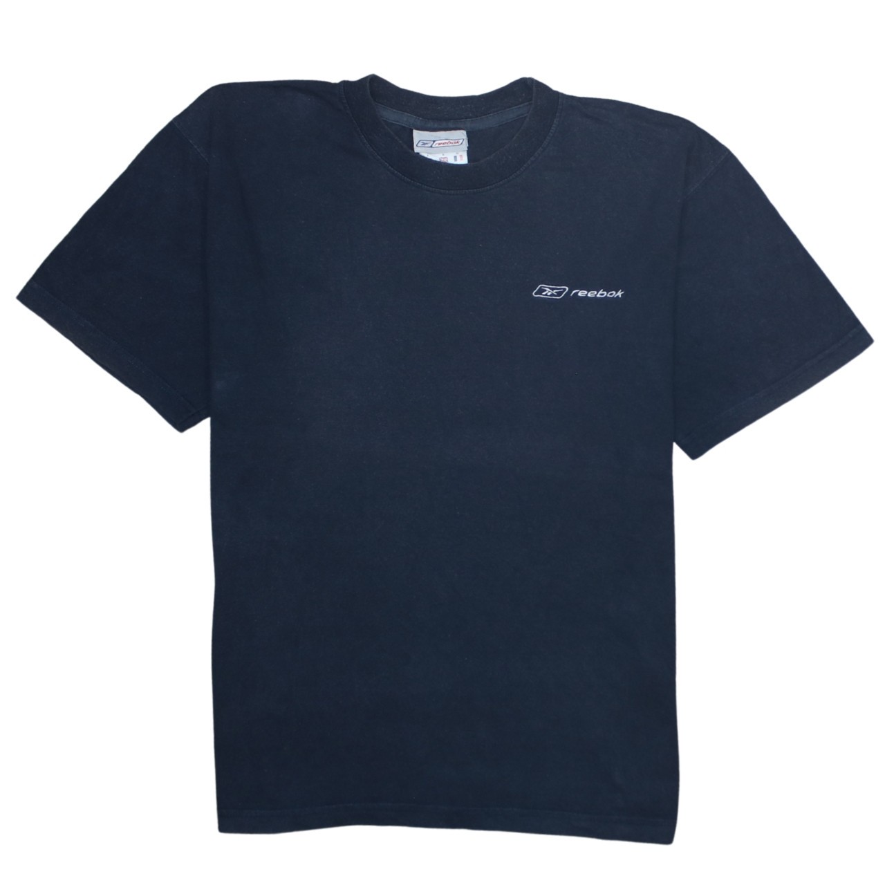 Reebok Mens T Shirt Navy Blue Cotton Knit Crew Neck Embroidered Sports Logo S