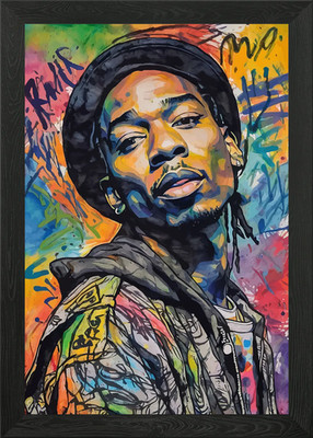 Wiz Khalifa Rapper Portrait Waterco gerahmtes Wandbild Poster Leinwanddruck Bild