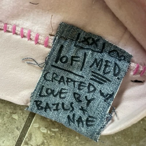 Custom Hand Painted Graffiti Hoodie Mens Medium Pink Crystal Ball Streetwear image 8
