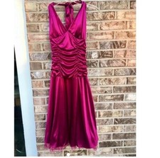 Windsor Ruched Halter Purple Pink Formal Cocktail Prom Dress Size Medium