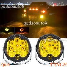 2pcs Round 5 Led Work Light Offroad Driving Yellow Fog Lamps Fit Jeep Wrangler