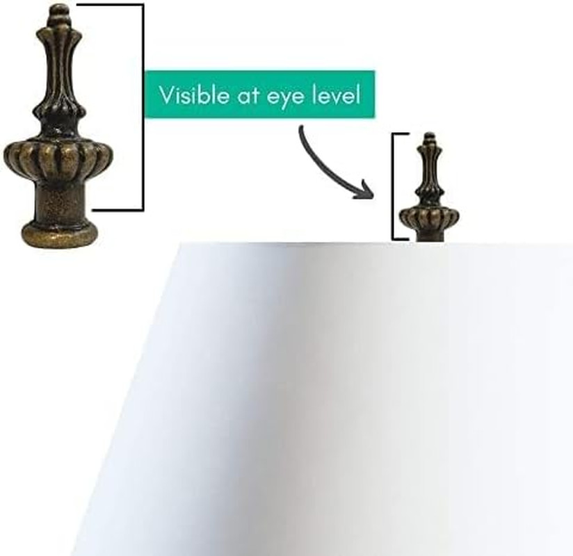 Lamp Finials 2-Pack (Brass, 2" Tall), Secure Lampshade to Table/Floor/Pendant...