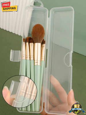 Portable Transparent Makeup Brush & Pencil Organizer Storage Box with Cover