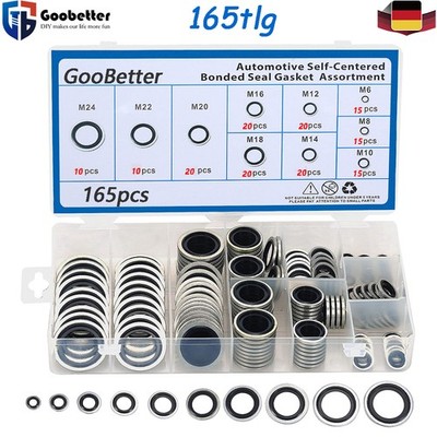 165tlg Hydraulik Dichtringe Sortiment Bonded Seal Dichtungen Gummilippe M6-M24