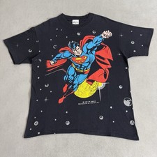 Vintage 90s Superman All Over Print Shirt Large DC Comics USA Made FUNSTUFF NYC