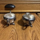Vintage Silver Plated Creamer, And Sugar Bowl Set With Handles — photo 2