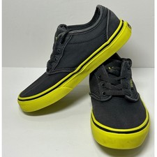 Kids Vans Canvas Low Top Sneakers Dark Gray Neon Yellow Youth Size 1
