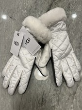 Ugg Quilted Shearling All Weather White Gloves Touch Compatible Size S/M NWT