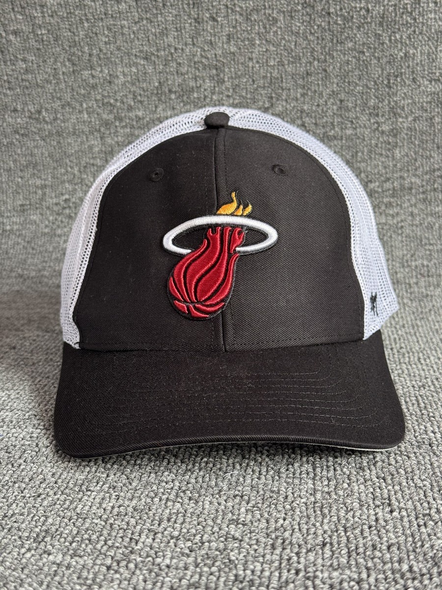 '47 Brand Miami Heat Trucker Snapback Black White One Size NBA Hat