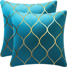 18x18 Inch Gold Velvet Throw Pillow Covers: 2 Pack Square Decorative Pillow Case