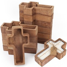 12 Pack Wooden Cross Dough Bowls, 7.42" x 4.33" Paulownia Wood Dough Bowl Set...