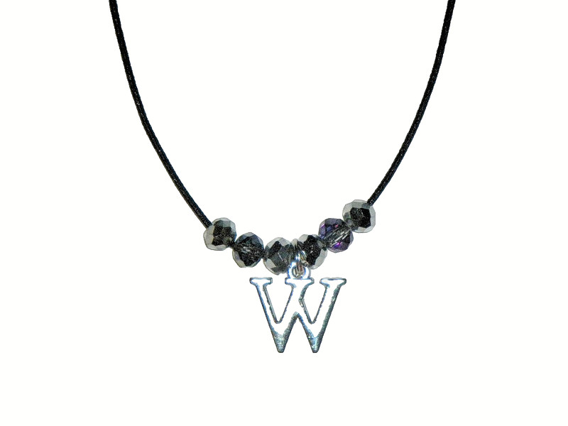 INITIAL "W" PENDANT NECKLACE (15"):  HAND-MADE JEWELRY BY T.L.C.