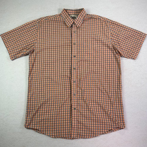 Wrangler Camicia Uomo 2XLT Plaid Riata Arancione Blu Manica Corta Bottoni Western