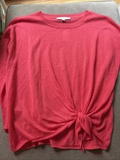 Ann Taylor Loft Linen Blend Coral Red Sweater Tie Knot Size Small NWT