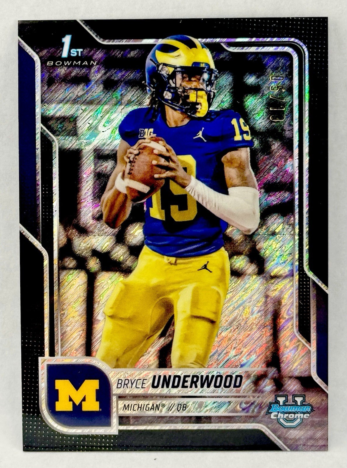 2025 BOWMAN UNIVERSITY CHROME BRYCE UNDERWOOD #196 BLACK SHIMMER 5/10 SHARP!