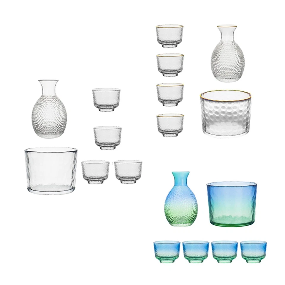 Sake-Set, Gläser, Dekanter mit gehämmerter Textur, multifunktionales, - Bild 1 von 1