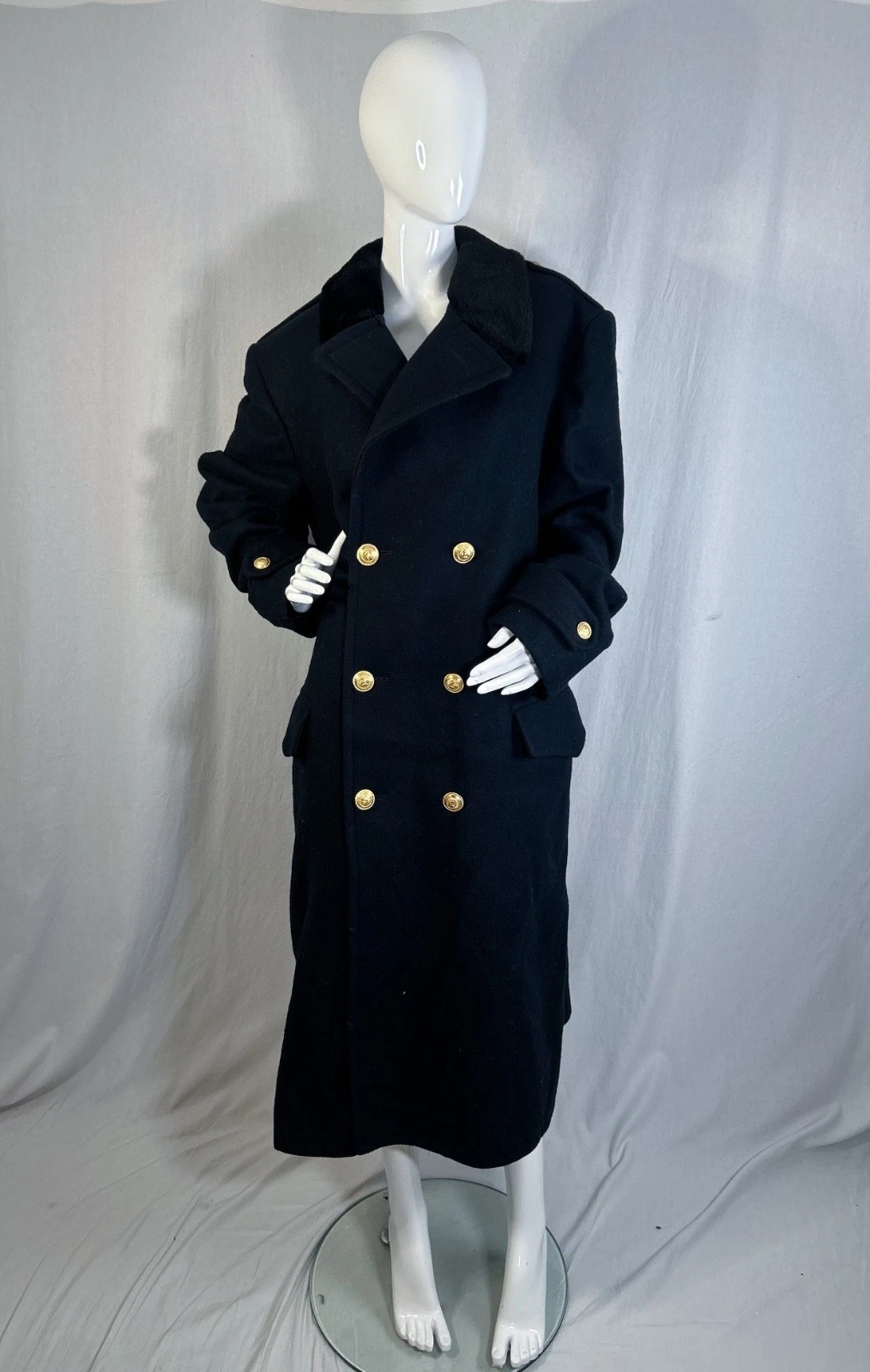 True VTG Zero King 60s Double Breasted Fur Lined Bridge Coat 46 XL Naval Officer image 4