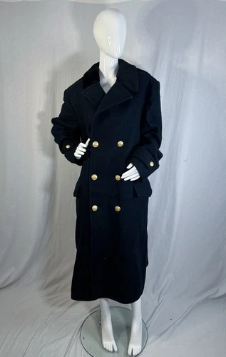 True VTG Zero King 60s Double Breasted Fur Lined Bridge Coat 46 XL Naval Officer image 4