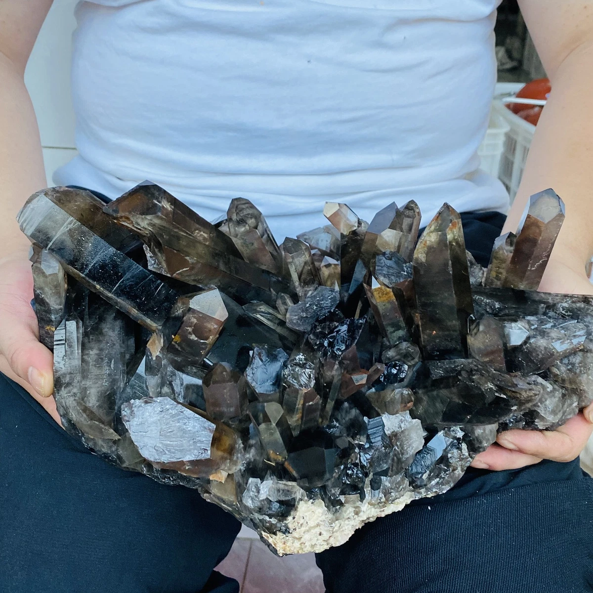 Natural smoky black Quartz Cluster Crystal Specimen Reiki Healing 7520g