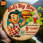 Vintage Bob's Big Boy Hot Dog Menu Tin Metal Signs Home Décor 8x8