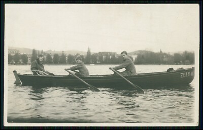 Photo postcard-rower Lake Zurich 1925-rowerers on Lake Zurich Erlenbach or ASVZ