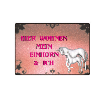 Sign Notice ''My Unicorn and I Live Here'' Unicorn Glitter