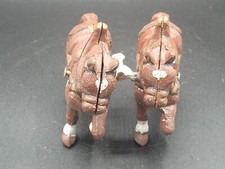 2 Vtg Cast Iron 4.5" Red Horse Figure Antique Overland Circus Wagon. C