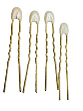 Antique Pearl Hair Pin Stick Clip Comb Set Of 4, 2.75"