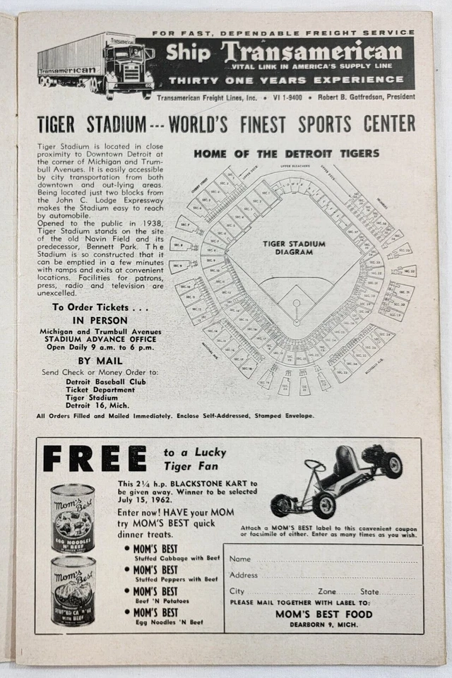 1962 Official Detroit Tigers vs Washington Senators Scorebook at Tiger Stadium - Image 4 of 4