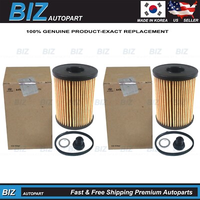 Genuine Oil Filters 2Pack for 2020-2025 Hyundai Kia 2.5L Models OEM# 26350-2S001
