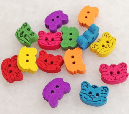 100Pcs Flower shape Wood Button 2 Holes Mixed Color Sewing DIY Crafts Znk220 - Picture 4 of 5