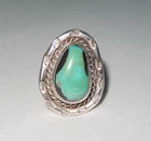Vintage Sterling Silver Ring Old Pawn Stamped Green Turquoise Southwestern 5 1/2