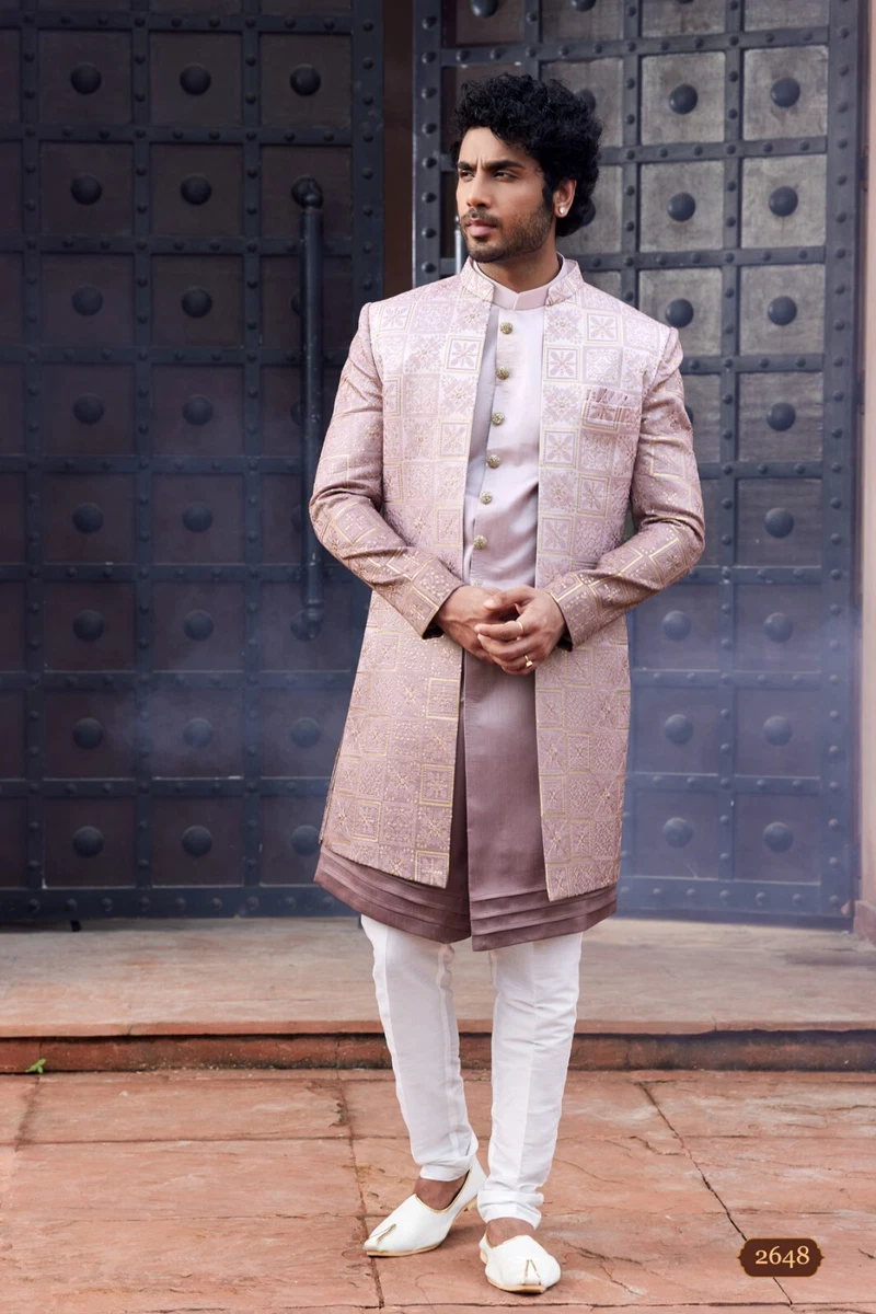 3 Pc Jacket Set Indian Mens Wedding Bollywood Ethnic Wear Sherwani