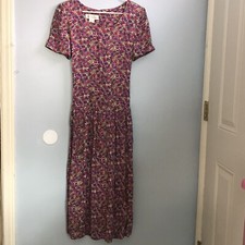 Vintage All Week Long Modest Cottagecore Floral Dress Cotton 80s SZ 10 BB6