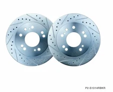 P2M Zinc Coated Slotted Drilled Front Brake Rotors 240SX S13 S14 4 Lug 5 Lug New