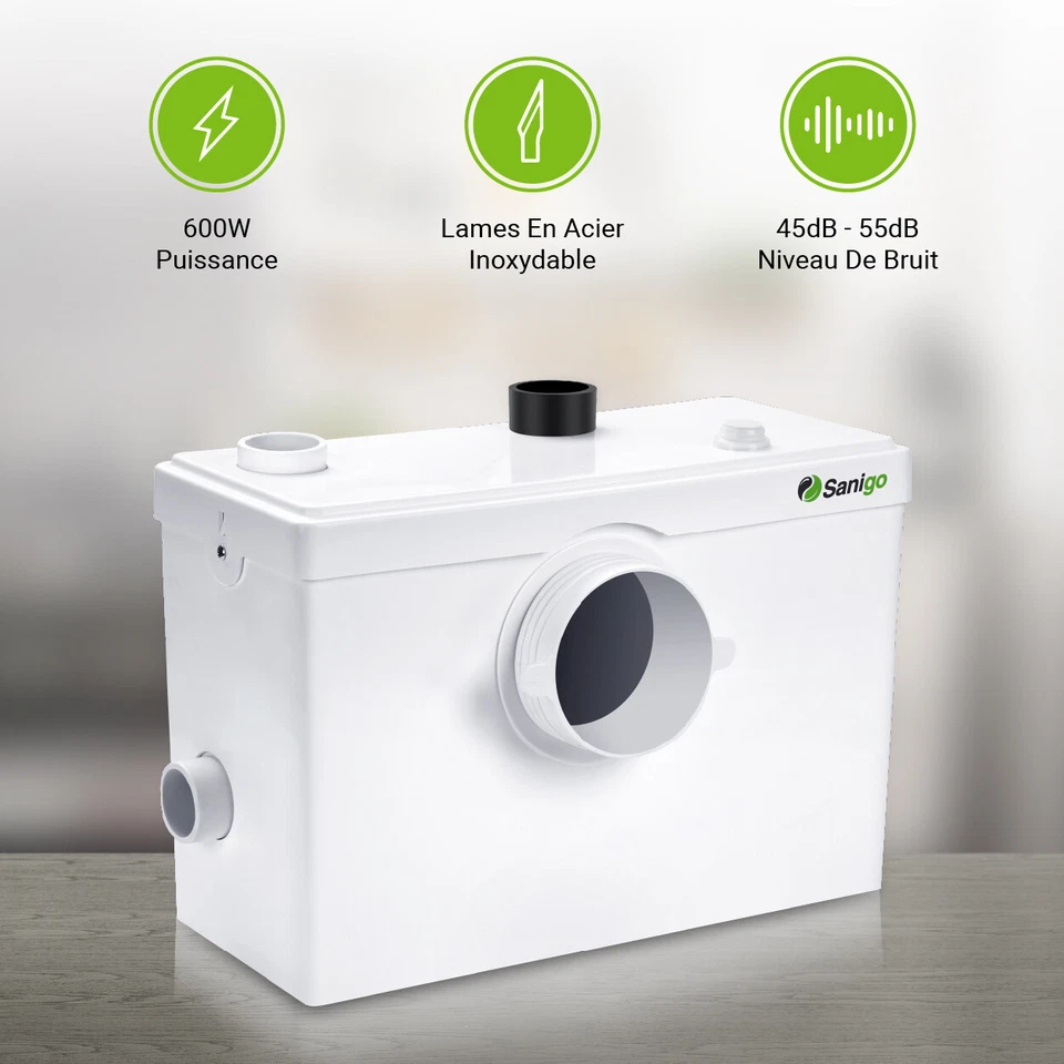 Sanigo 600W Broyeur Sanitaire 200L/min Pompe de Relevage 10m 3/1 WC Evier - Photo 4/4