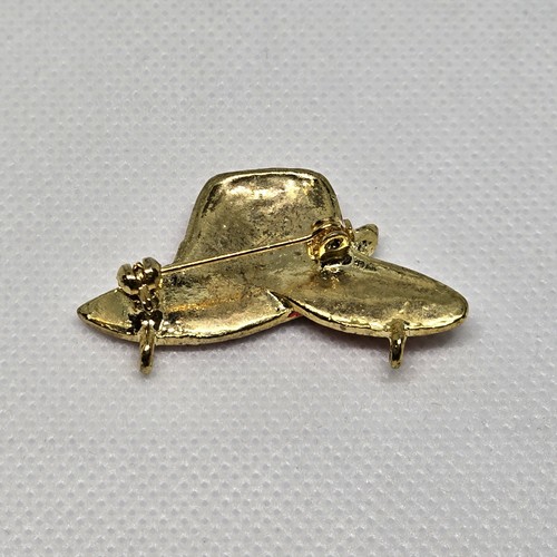 Red Hat Society Hat Crystal Rhinestone Red Vintage Style Pin - Picture 3 of 4