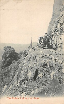 KANDY, CEYLON - SRI LANKA, TRAIN ON THE RAILROAD INCLINE, c 1904-14 