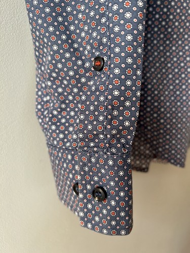 Camisa informal Sisley de ajuste regular manga larga M círculos medianos patrón azul - Imagen 7 de 10