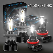 For Toyota Tundra 2014-2020 -4X 6000K H4+H11 LED Headlight + Fog Light Bulbs Kit