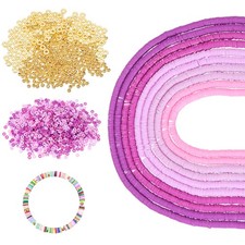 4900 PCS 10 Strands Polymer Clay Beads Gold Spacers Beads, 6mm Assorted Purple