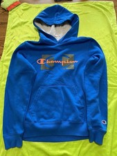 Champion Boys Youth Logo Blue Hoodie Hooded Lightweight Sweatshirt Sz XL