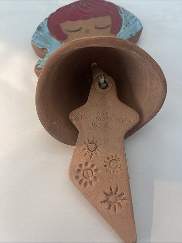 Pottery Pacific Stoneware Wind Chime Bell Red Clay Girl USA Vintage 12” - Picture 3 of 10