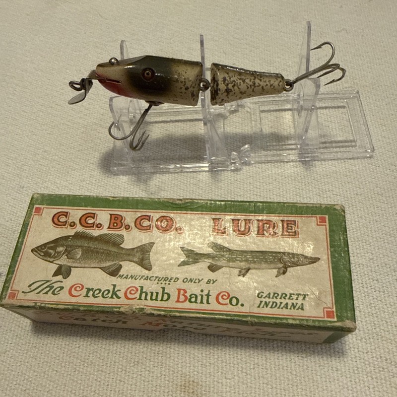 Vintage Creek Chub Bait Co Baby Jointed Pikie Minnow 2718, Box In Silver Flash