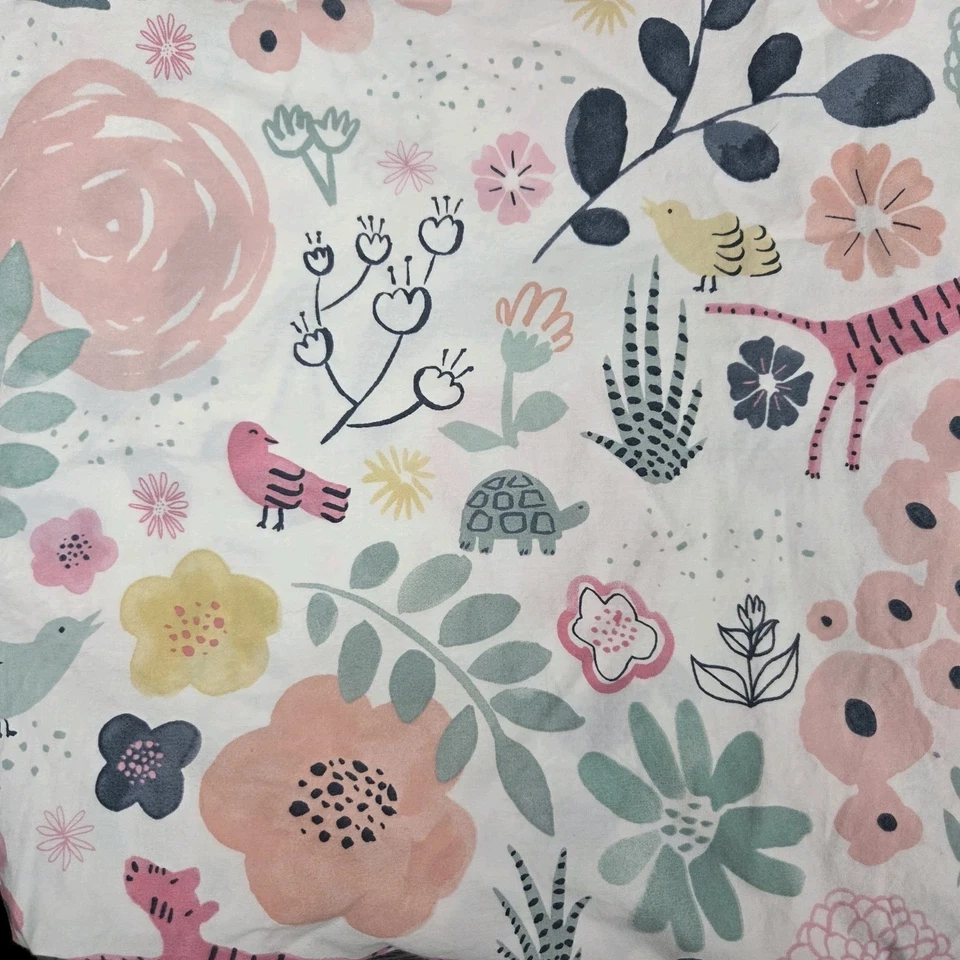 Funda nórdica Pottery Barn Kids doble Sashas jardín algodón orgánico flor rosa Foto 2 de 4