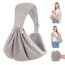 HuiFen Baby Sling Carrier Newborn to Toddler, Upgraded Adjustable Grey